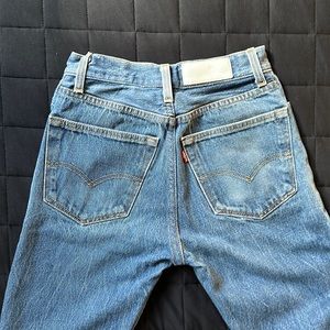 Re/Done Levi’s High Rise Crop Denim Jeans Size 24 Medium Wash
